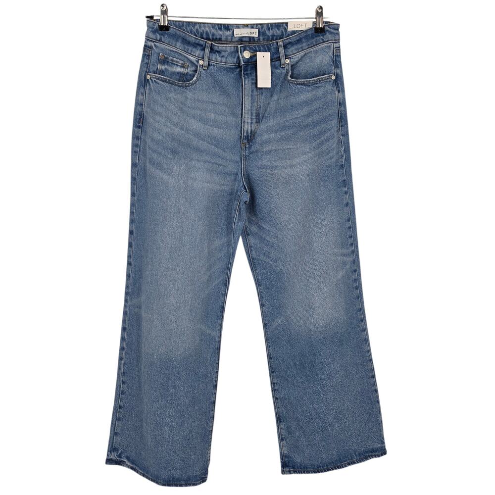 NWT Loft Vintage Indigo Light Wash The Wide Leg High Rise Curvy Jeans Size 31/12
